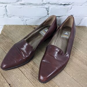 Vintage Aldo Brown leather flats loafers pointed toe slip on shoes for women 6.5